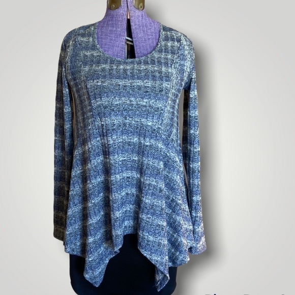 𝅺Knox Rose Handkerchief Hem Tunic Sweater Blue and Gray Size Small - Picture 1 of 10